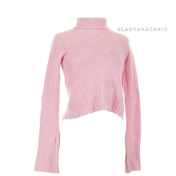 ILLIG  Y2K 2000's grunge mall goth angora blend pink turtleneck sweater - Picture 1 of 7